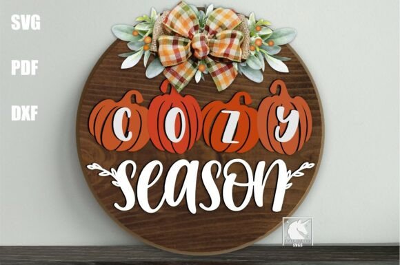 Autumn Cozy Season Door Hanger SVG for Creative Projects