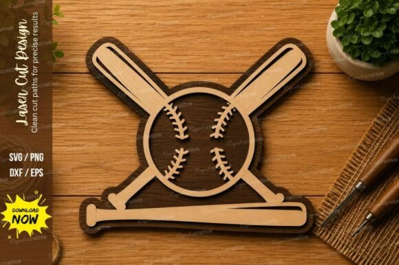 Baseball Crossed Bats SVG Sports Laser: A Versatile Design for Creative Projects
