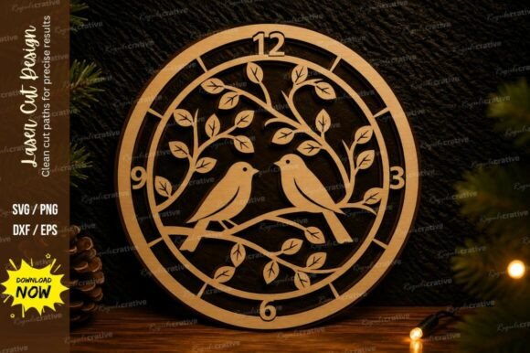 Bird Clock Ornament Laser Cut SVG