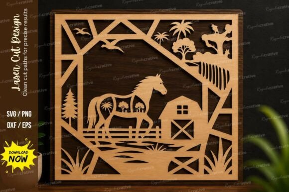 Bringing the Countryside to Life with a Farm Landscape Frame Laser Cut SVG