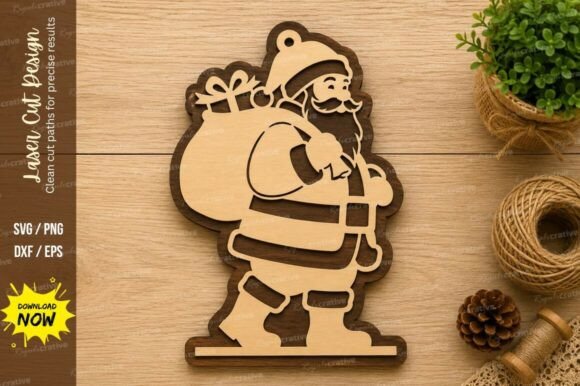 Classic Santa Claus Laser Cut SVG Design for Creative Projects