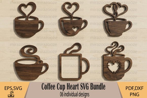 Coffee Cup Heart Laser Cut Bundle for Crafters