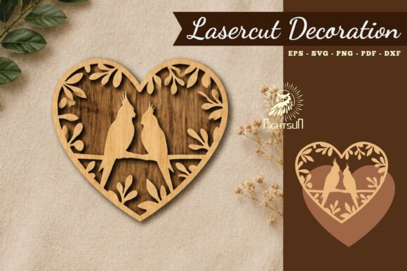 Couple Birds Lasercut Decoration SVG 3 Design Guide