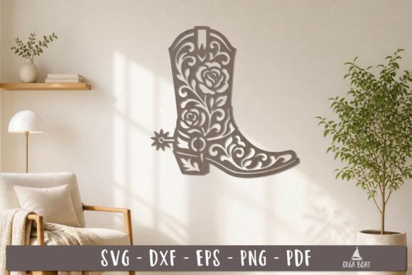 Cowboy Boot SVG: Craft Elegant Wall Decor