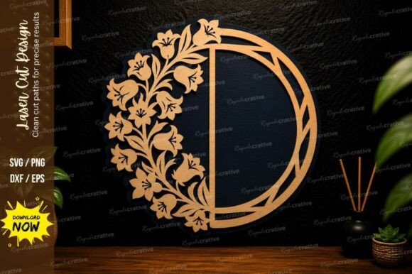 Elevate Your Crafting with a Premium Floral Moon Frame Laser Cut SVG Design