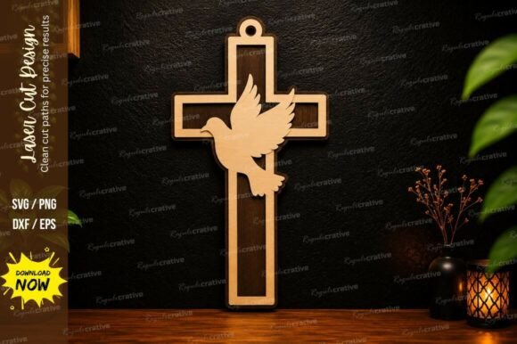 Elevating Precision and Meaning with the Dove Cross Laser Cut SVG Design