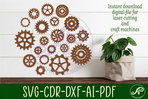 Gears Silhouette Laser Cut Shapes X 20