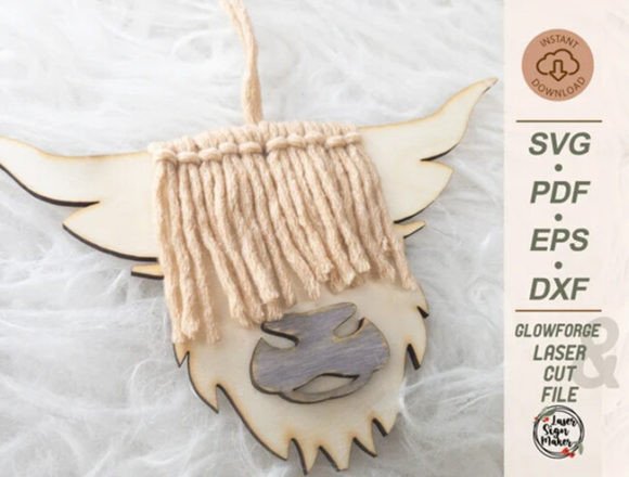 Highland Cow Car Charm Svg Macrame