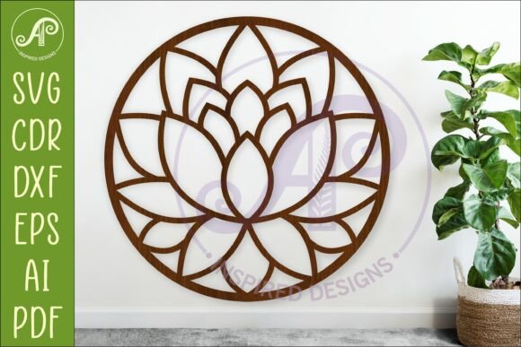 Lotus Flower Wall Art SVG Round Mandala Guide