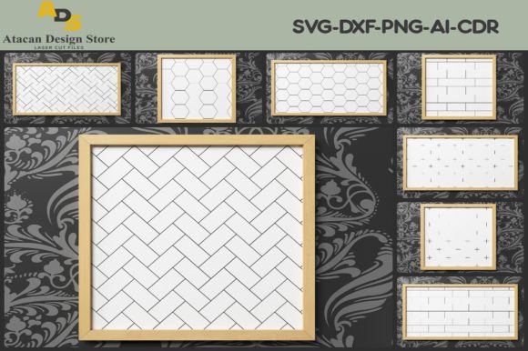 Patterns and Frame Honeycomb Herringbone for Laser Cutting and Paper Craft