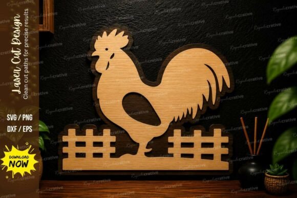 Rustic Rooster Farm SVG: Precision Laser Cut Design