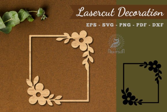 Square Floral Frame: Your Laser Cut Design Kit