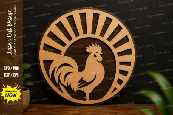 Unlocking Precision and Style with the Rooster Sunburst Laser Cut SVG Design
