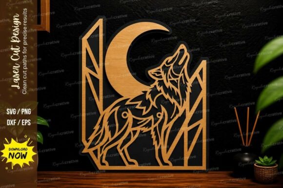 Wolf Moon Scene Laser Cut SVG Design Guide