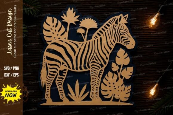 Zebra Jungle Laser Cut SVG Design